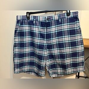 Croft & Barrow Men Blue Plaid Shorts - Size 42